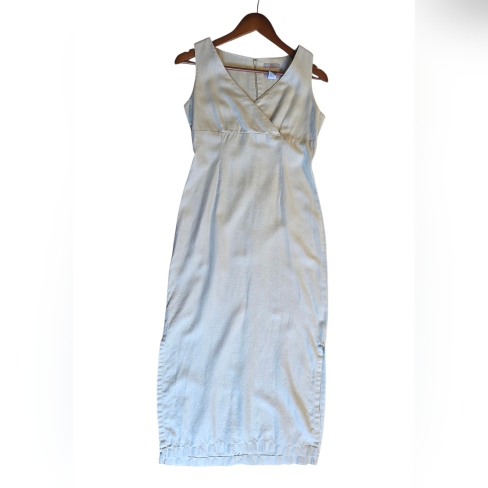 Linen Maxi Dress Size 1 Excellent condition. Sleeveless. V neck crossover. - Picture 2 of 8